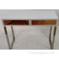 Table de coiffure MDF en verre en or rose et blanc